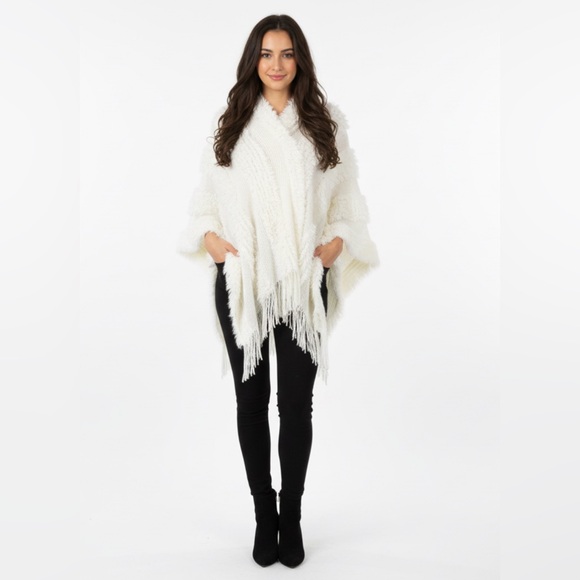 Marc New York Andrew Marc Fuzzy Poncho Cape Wrap L/XL - Picture 7 of 7